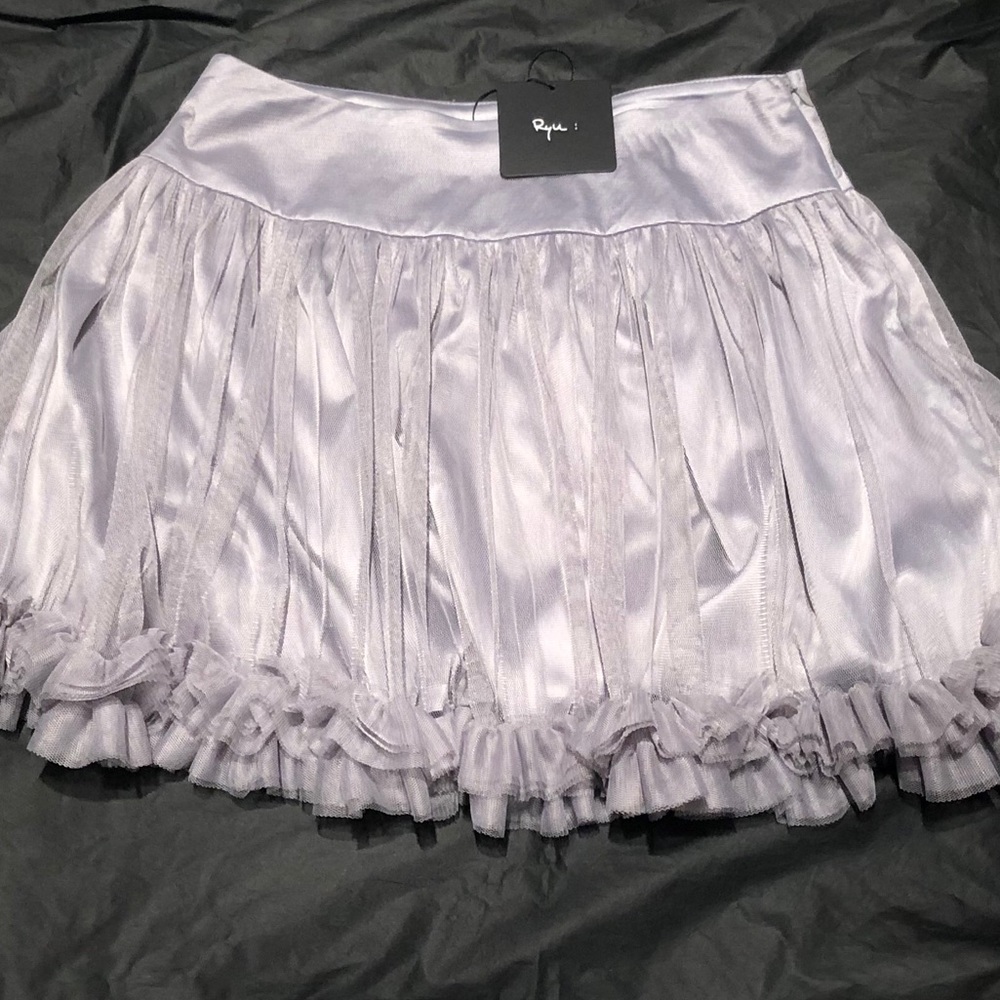 Relisted - NEW Silver Ryu Mesh Lined Skirt - Small
